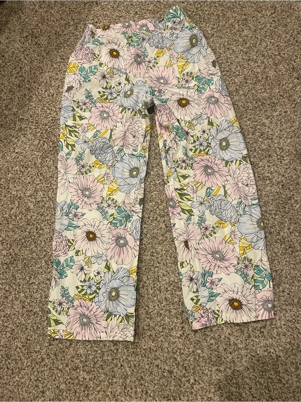 GAP Floral Lounge Pajama Pants - Pastel Blue, Pink & Green